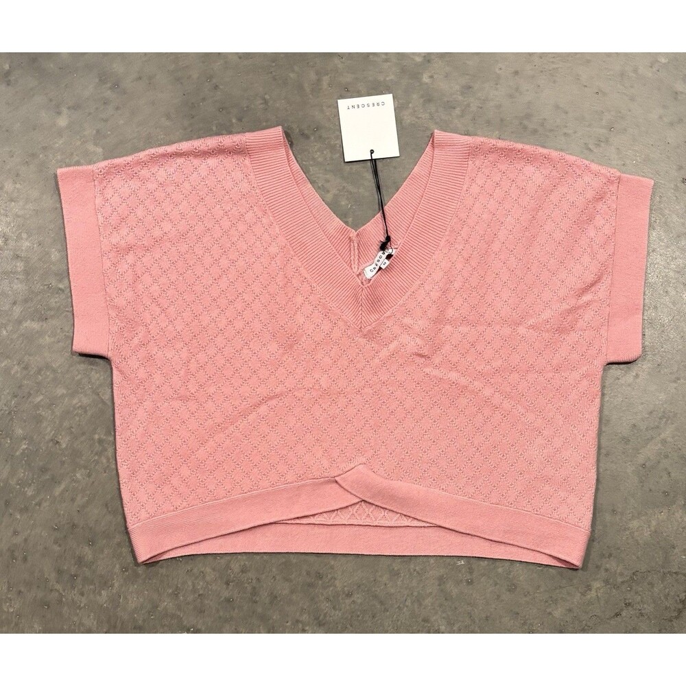 NWT Crescent Pink Sweater Cashmere Wool Blend Boxy Crop Women’s Medium
